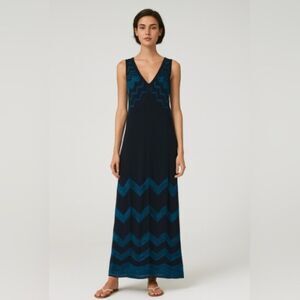 EUC Missoni x Target Navy Blue Chevron Zig Zag Maxi Dress XS